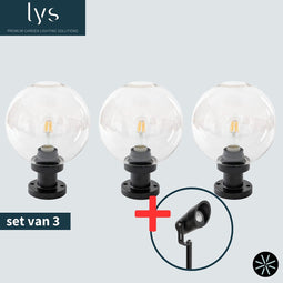 Iben Tuinbol Voordeelset - 3 Tuinbollen Ø35cm - Eenvoudige Buitenverlichting! Geen Gedoe met Grondkabels - Vervanger van Tuinverlichting op zonne-energie