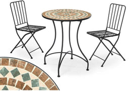 Ibergarden Tafel Met 2 Stoelen Mosaico-Forja Bruin Zwart