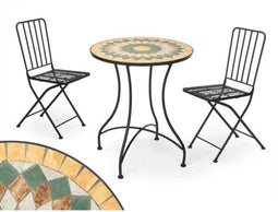 Ibergarden Tafel Met 2 Stoelen Mosaico-Forja Zwart Oker