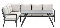 Garden impressions - Sergio Loungedining set 3-delig Links carbon black/desert sand