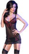 CHILIROSE - CR4153 BLACK AND RED CHEMISE W/ THONG S