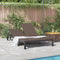 vidaXL - Ligbed - met - Wielen - voor - 2 - Personen - - - Bruin - Poly - Rattan