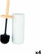 Toiletborstel Wit Hout Hars 10,2 x 38 x 10,2 cm (4 Stuks)