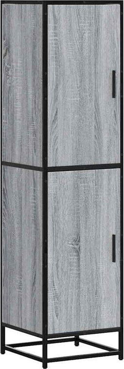 vidaXL - Hoge - kast - 35,5x35x139 - cm - bewerkt - hout - en - metaal - grijs - sonoma