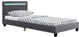 Juskys Verona - Gestoffeerd Bed - LED Verlichting - 90 x 200 cm - Grijs