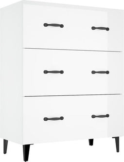 vidaXL - Dressoir - 69,5x34x90 - cm - bewerkt - hout - hoogglans - wit