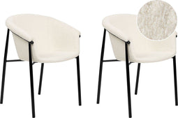 AMES - Eetkamerstoel set van 2 - Off-white - Bouclé