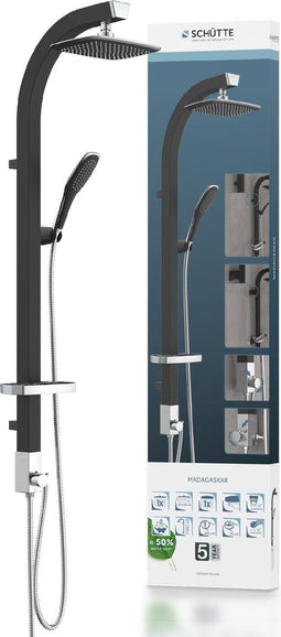 SCHÜTTE Madagaskar Douchesysteem - Regendouche - lengte 123 cm - Zwart & Chroom