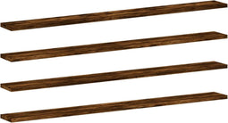 vidaXL - Wandschappen - 4 - st - 100x10x1,5 - cm - bewerkt - hout - gerookt - eikenkleur