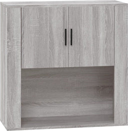 vidaXL - Wandkast - 80x33x80 - cm - bewerkt - hout - grijs - sonoma - eikenkleurig