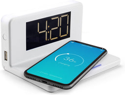 Caliber HCG018QI-W - Digitale Wekker - Draadloze Oplader Dual Alarmklok Nachtlampje Wit