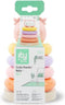 ITY by INGENUITY Cutie Stacks Nally, 4 BPA-vrije stapelbare bijtringen, steun van imitatiehout, beer, roze, vanaf 6 maanden