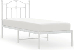 vidaXL - Bedframe - met - hoofdbord - zonder - matras - metaal - wit - 75x190 - cm