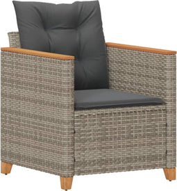 vidaXL - Tuinstoel - met - kussens - poly - rattan - grijs