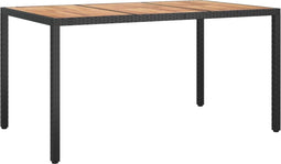 vidaXL - Tuintafel - 150x90x75 - cm - poly - rattan - en - acaciahout - zwart