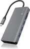 ICY BOX IB-DK4070-CPD Bedraad USB 3.2 Gen 1 (3.1 Gen 1) Type-C Antraciet, Zwart