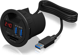 Icy Box IB-HUB1404 Kaartlezer Combo Usb-hub Usb 3.0 Zwart