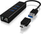 ICY BOX IB-HUB1419-LAN USB 3.2 Gen 1 (3.1 Gen 1) Type-A Zwart