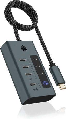 ICY BOX IB-HUB1454-C31 USB 3.2 Gen 1 (3.1 Gen 1) Type-C 10000 Mbit/s Blauw, Grijs