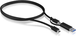 ICY BOX USB-kabel USB 3.2 Gen2 USB-C stekker, USB-C stekker, USB-A stekker 1.00 m Zwart 60857