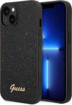 Guess Glitter Flakes - Back Case Apple iPhone 14 Plus (6.7") - Zwart