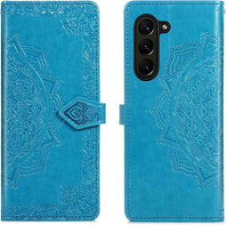 iMoshion Hoesje Geschikt voor Samsung Galaxy Z Fold 5 Hoesje Met Pasjeshouder - iMoshion Mandala Bookcase - Turquoise