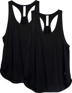 Dames Tanktop Sporttop Racerback Fitness Yoga Mouwloze Shirts, 2-Pack