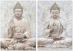 Schilderij Home ESPRIT Boeddha Orientaals 70 x 3 x 100 cm (2 Stuks)