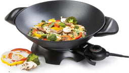 DOMO DO8708W - Elektrische wok - 5 L met glazen deksel - Zwart