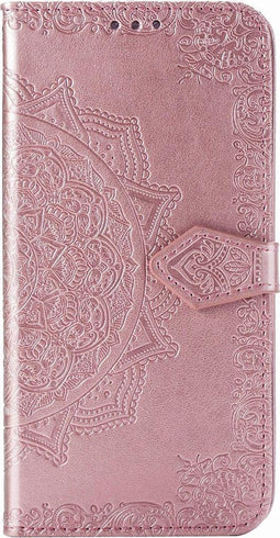 Hoesje Met Pasjeshouder Geschikt voor Motorola Moto G8 Power - Mandala Bookcase - Roze
