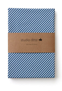 Studio Ditte Junior Hoeslaken Streepjes 70x150cm - Nachtblauw