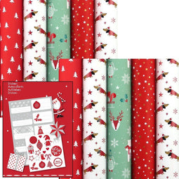 SANTAS HELPER - kerstpapier assortiment cadeaupapier - 10 rollen 2 meter x 70 cm - multikleur
