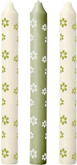 Ideas 4 Seasons - Gepimpte Kaarsen Bloem Groen Set van 3