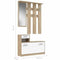 PEILI Gangkast met Scandinavische eik en witte spiegel - L 97 cm