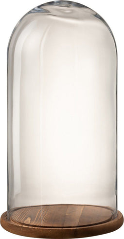 J-Line Stolp Rond Hout/Glas Transparant/Donker Bruin Small