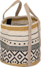 PTMD Reah Yellow jute round basket green lines S