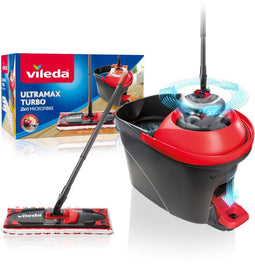 Vileda Ultramax Turbo - Dweilsysteem - Ergonomisch en comfortabel - Zwart/Rood