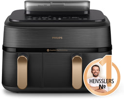 Philips 5000 series NA552/00 - Dubbel Vrijstaand Heteluchtfriteuse 9 l 2750 W - Zwart