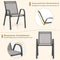 COSTWAY Set van 4 stapelbare tuinstoelen - Ergonomische rugleuning - Metaal en textiel - Grijs (4 stuks)