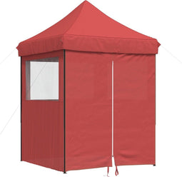 vidaXL - Partytent - inklapbaar - pop-up - met - 4 - zijwanden - bordeauxrood