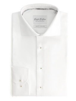 Boston Brothers BBO35S110 - Non Iron Wide Spread Overhemd - Slim Fit - Wit - Maat 40