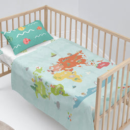 Happy Friday Sheet set 2 pieces World map 120x180 cm (Cot bed) Multicolor