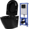 vidaXL - Hangend - toilet - met - verborgen - stortbak - keramiek - zwart
