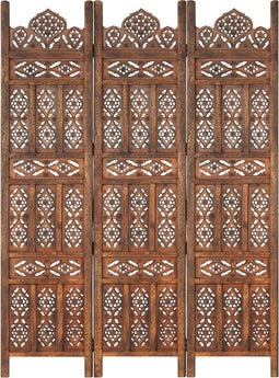 vidaXL - Kamerscherm - 3 - panelen - handgesneden - 120x165 - cm - mangohout - bruin