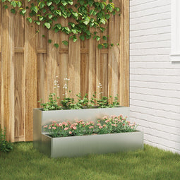 vidaXL - 2-laags - Tuinplanter, - 100x60x45 - cm, - Van - Gegalvaniseerd - Staal