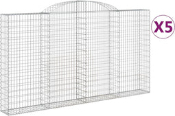 vidaXL - Schanskorven - 5 - st - gewelfd - 300x30x160/180 - cm - ijzer