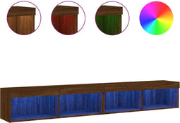vidaXL - Tv-meubels - met - LED-verlichting - 2 - st - 100x30x30 - cm - bruineiken