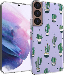 iMoshion Hoesje Geschikt voor Samsung Galaxy S22 Hoesje Siliconen - iMoshion Design hoesje - Transparant / Allover Cactus