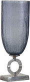 Vaas 17 x 17 x 47 cm Kristal Grijs Metaal Zilver