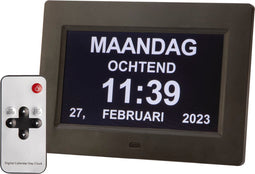 Dementieklok - 7 inch digitaal display - Zwart - Medicatiealarm - Wekkers - Met afstandsbediening